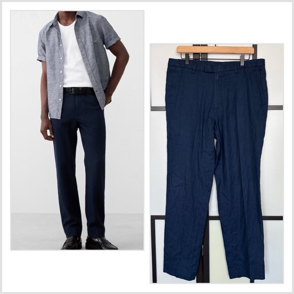 Banana Republic Linen Blend Pants Mens Measures 33x30 Slim Fit Resort Preppy
